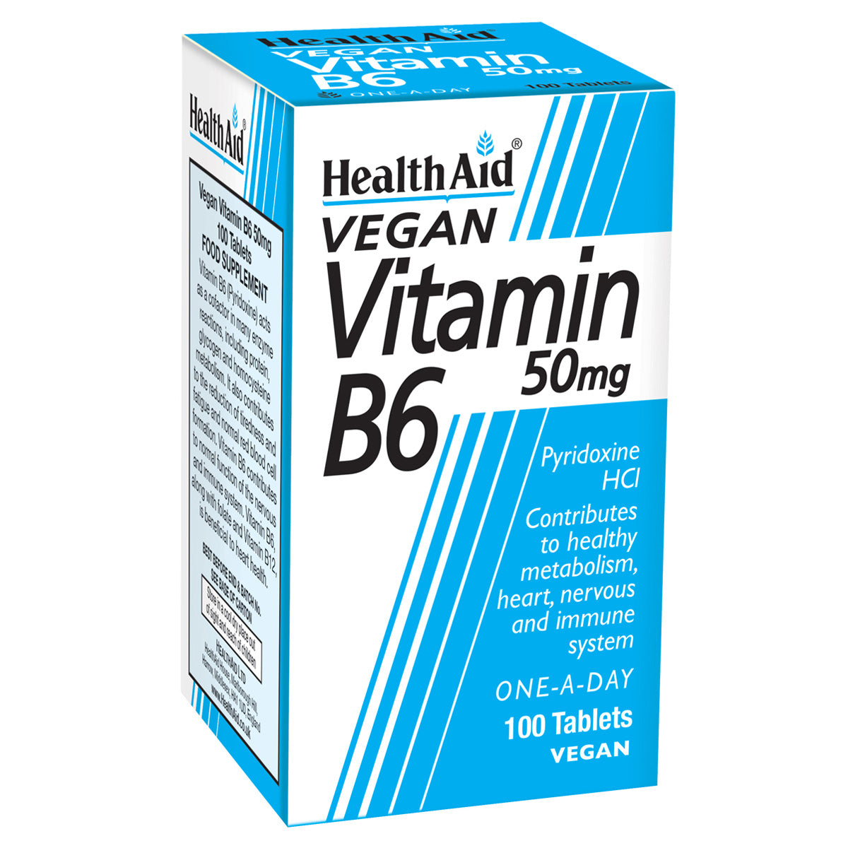 HealthAid Vegan Vitamin B6 50mg 100 tablets